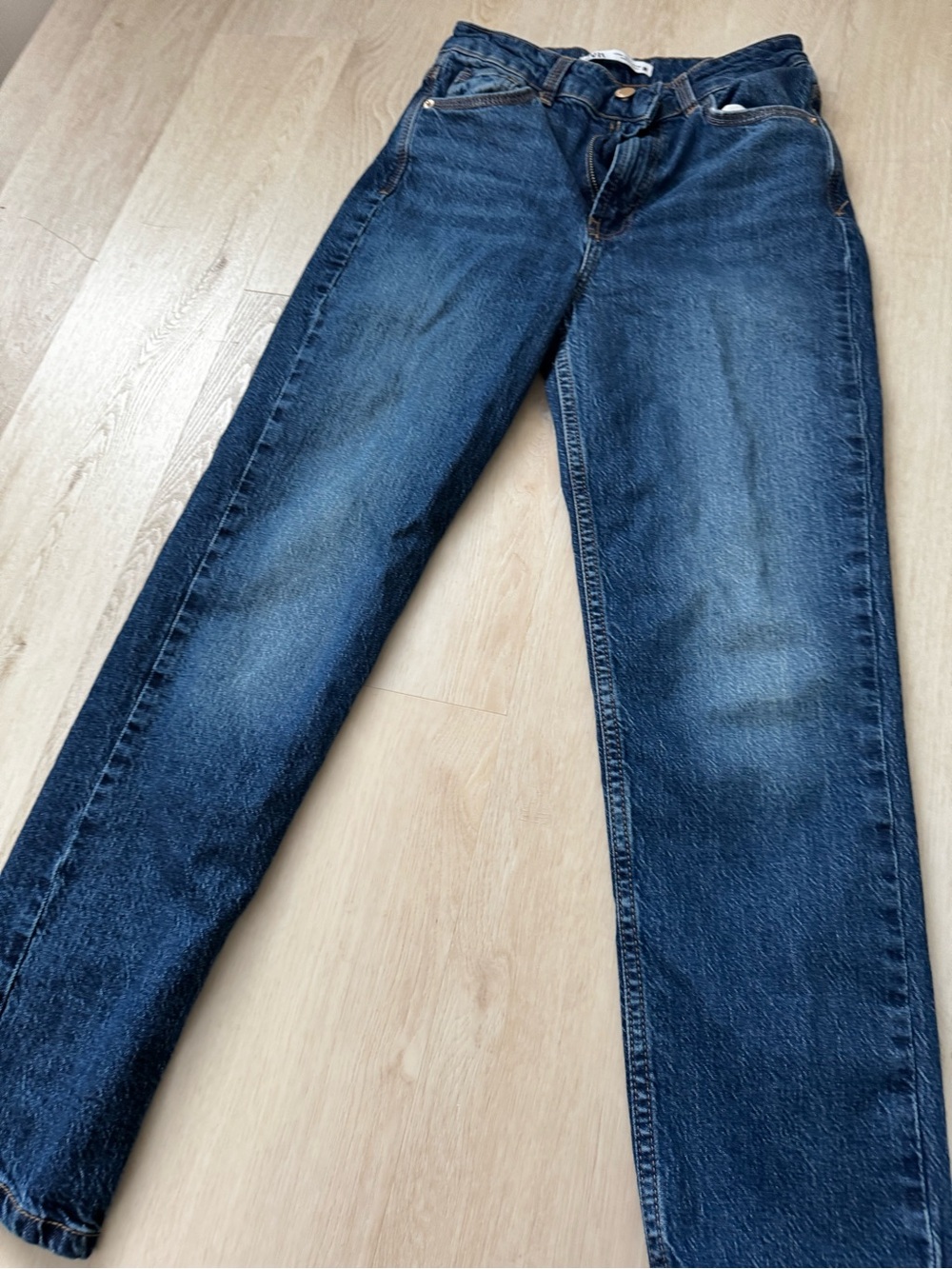 Zara Skinny Dark Blue women Jeans with Brown Patch - Picture 3 of 8